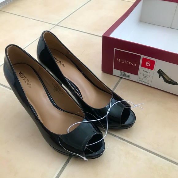 Black Peep Toe Heels - Picture 2 of 7